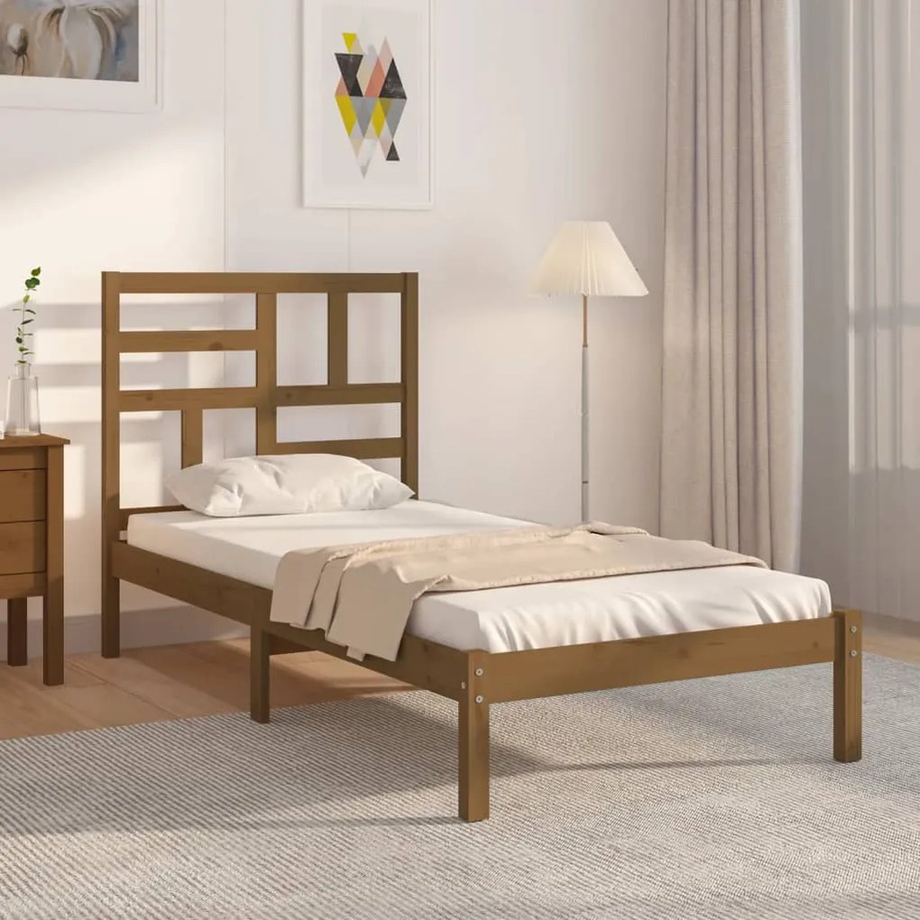 3105938 vidaXL Cadru de pat, maro miere, 90x200 cm, lemn masiv