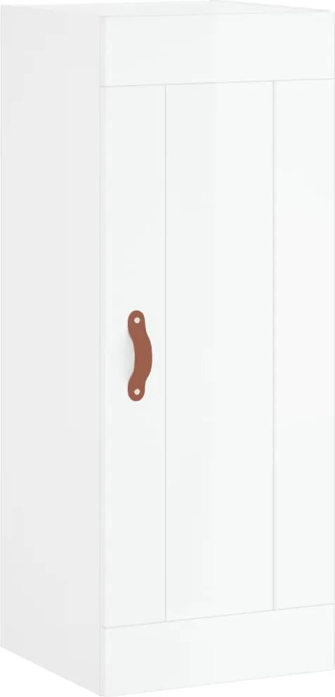 vidaXL Dulap de perete, alb extralucios, 34,5x34x90 cm, lemn prelucrat