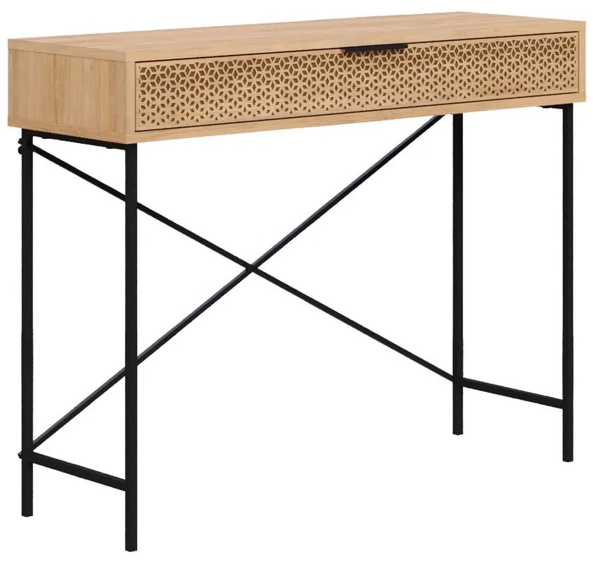 Masă consolă în culoare naturală cu aspect de lemn de stejar 35.5x110 cm Ecrin – Marckeric