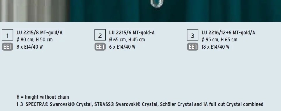 Candelabru XXL de lux cristal Swarovski Maria Theresia-A 12+6L 24K gold plated