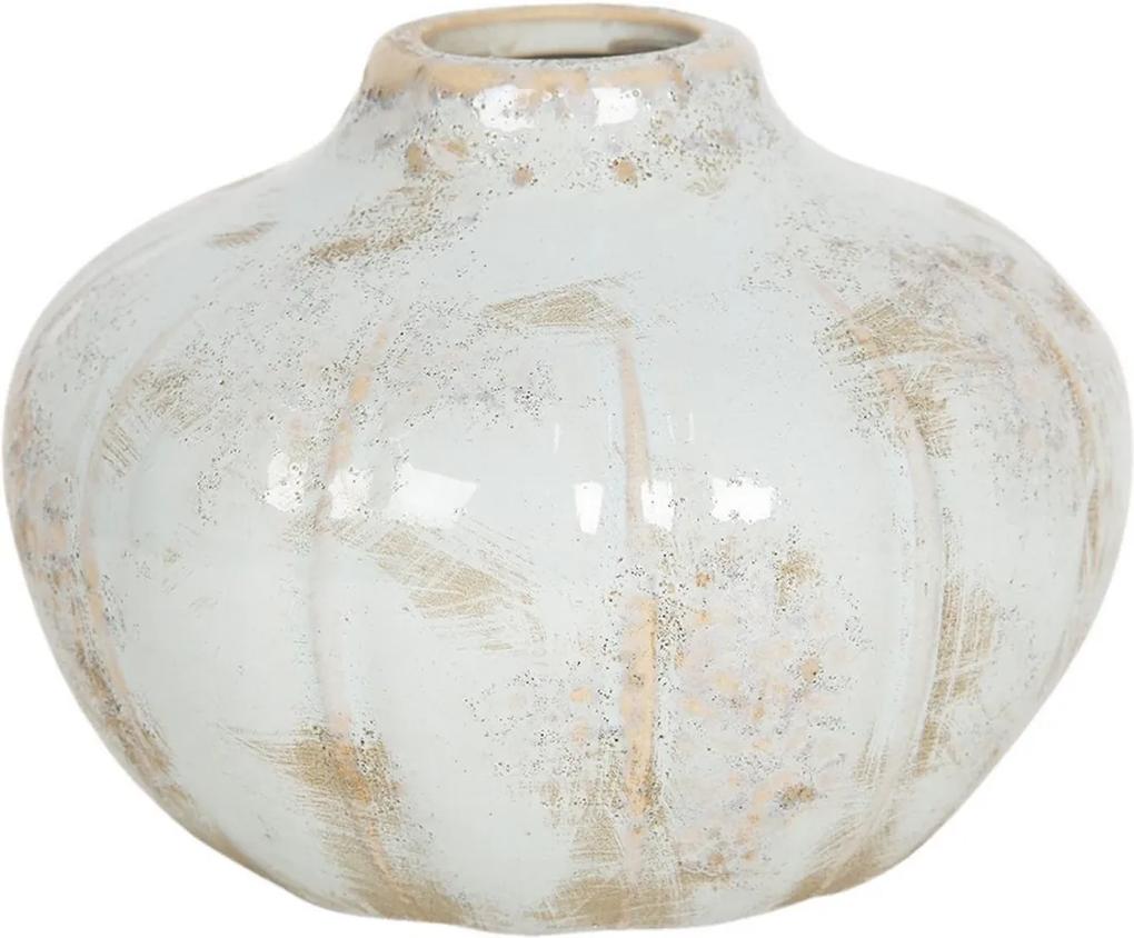 Vaza pentru flori ceramica alba maro Ø 14 x 11 h
