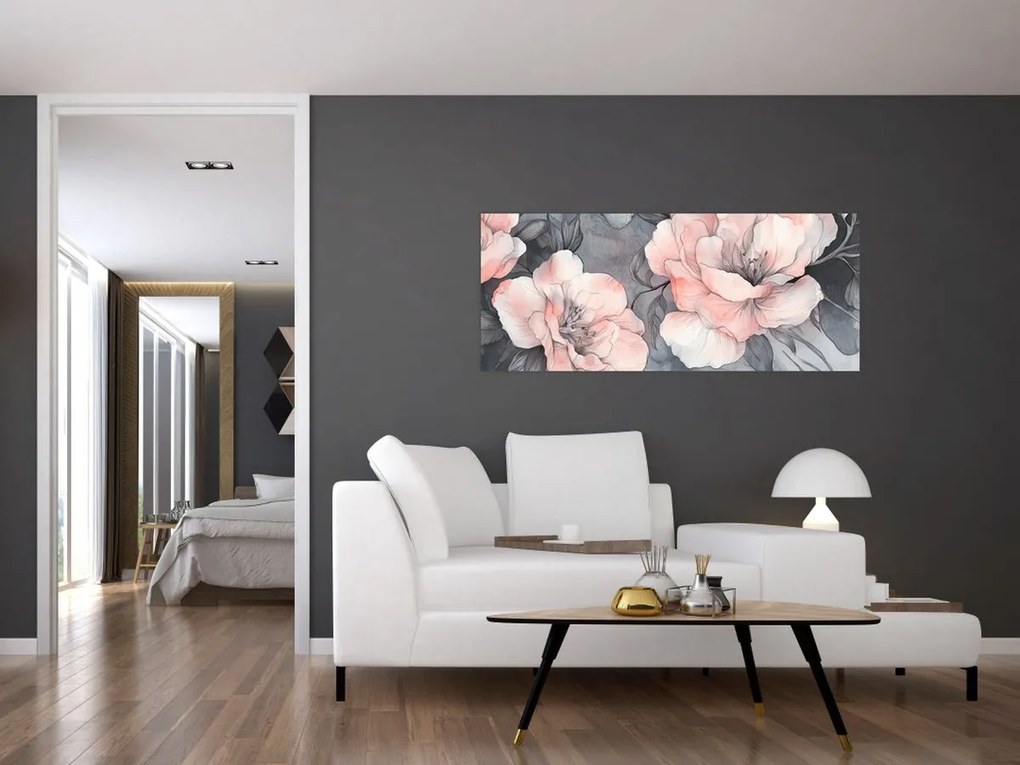 Tablou - Schiță de flori (120x50 cm)