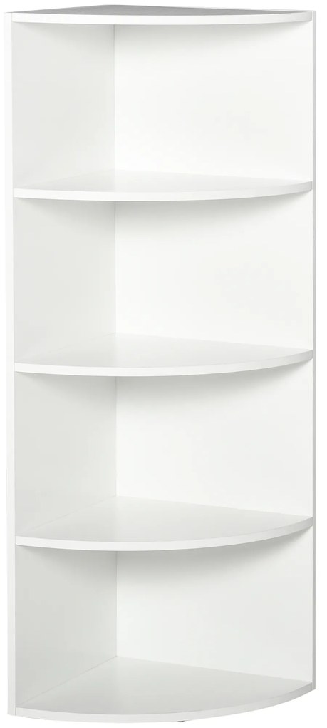 Homcom Dulap Colt cu 4 Rafturi, Design Compact, Alb, 39.5x39.5x120 cm | Aosom Romania
