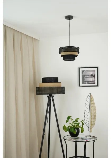 Brilagi - Lampă de podea DAKOTA LUNETA 1xE27/15W/230V negru/ratan