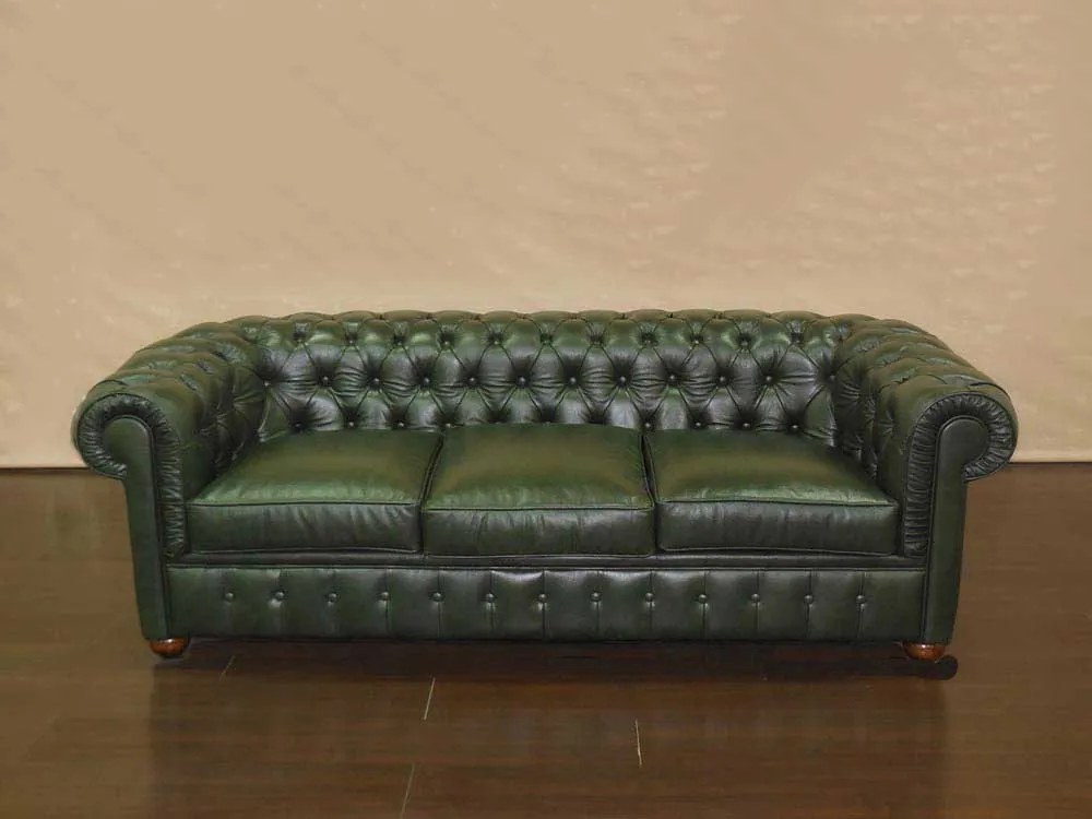 Canapea 3 locuri Chesterfield Olive 217 x 88 x 74 cm