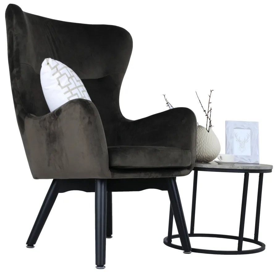 Fotoliu de design, catifea Velvet gri maroniu TAUPE, TENAL