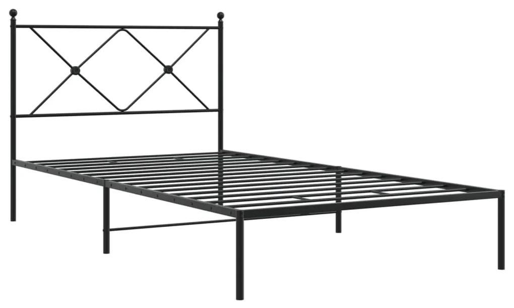 376496 vidaXL Cadru de pat metalic cu tăblie, negru, 100x190 cm