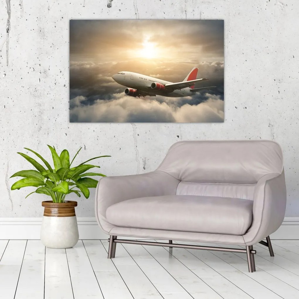 Tablou - Avion în nori (90x60 cm)