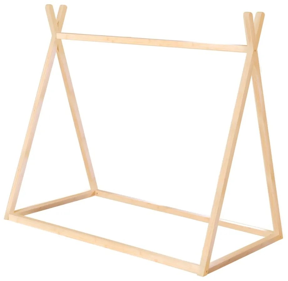 Pat pentru copii în culoare naturală de tip casă 70x140 cm Montessori – Roba