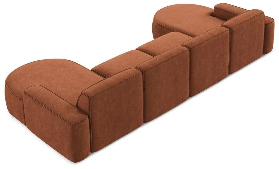 Colțar teracotă cu tapițerie din chenille (în formă de "U") Omao – Makamii