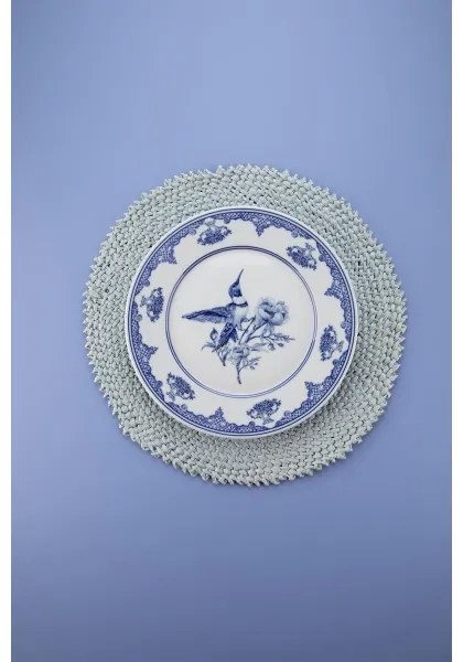 Set veselă 26 piese alb/albastru/porțelan