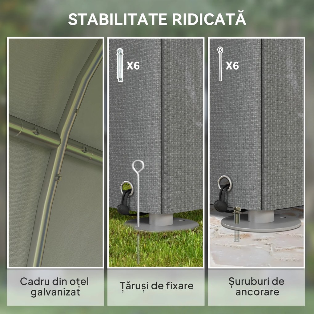 Outsunny Garaj pentru Motociclete în Aer Liber cu Intrare cu Fermoar, Cort Garaj pentru Biciclete, 120x179x165 cm, Gri | Aosom Romania