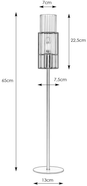 Lampă de masă TUBO 1xE14/40W/230V 65 cm transparent/crom lucios Markslöjd 108558