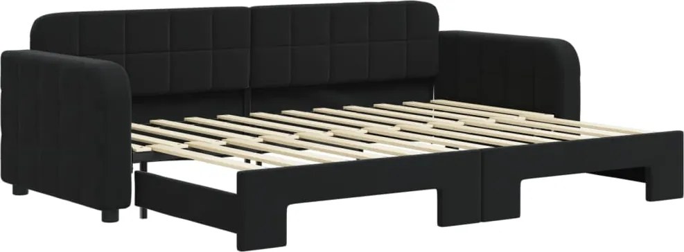 vidaXL Pat de zi cu extensie, negru, 80x200 cm, catifea