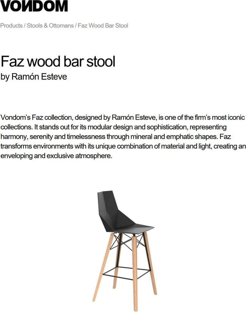 Set 4 scaune de bar de interior design modern premium FAZ CHAIR lemn 54301