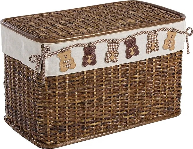 Cos depozitare din rattan textil maro Bear 60 cm x 35 cm x 38H
