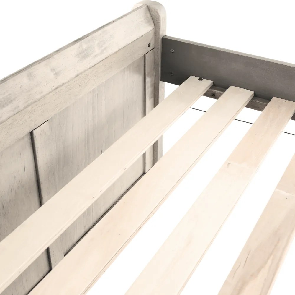 Pat cu pat suplimentar, alb antic, 90x200, ANTIKO