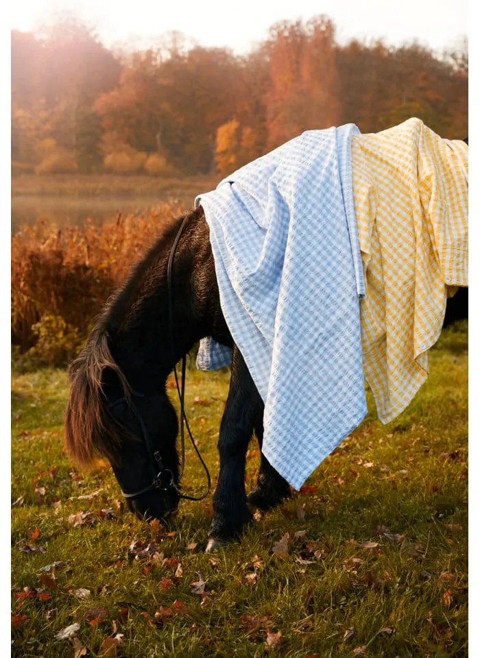 Lenjerie de pat galbenă/albă din țesătură crep pentru pat de o persoană 140x200 cm Bæk&amp;Bølge – JUNA