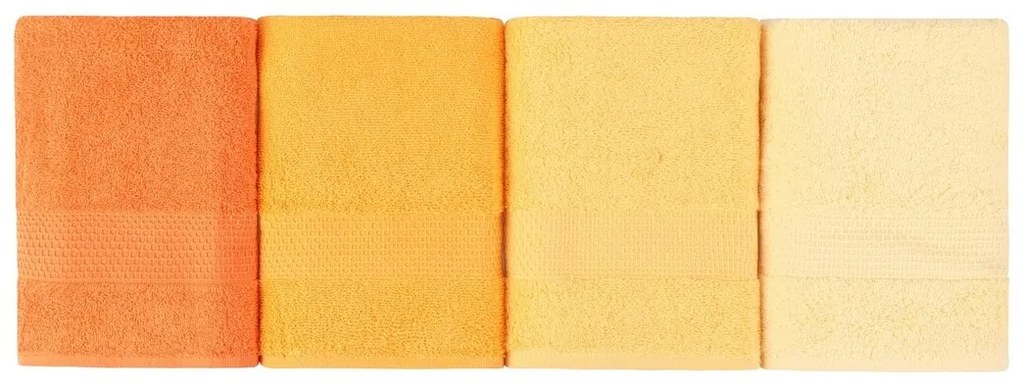 Set 4 Prosoape 801, Beverly Hills Polo Club, 50x90 cm, Bumbac, Galben
