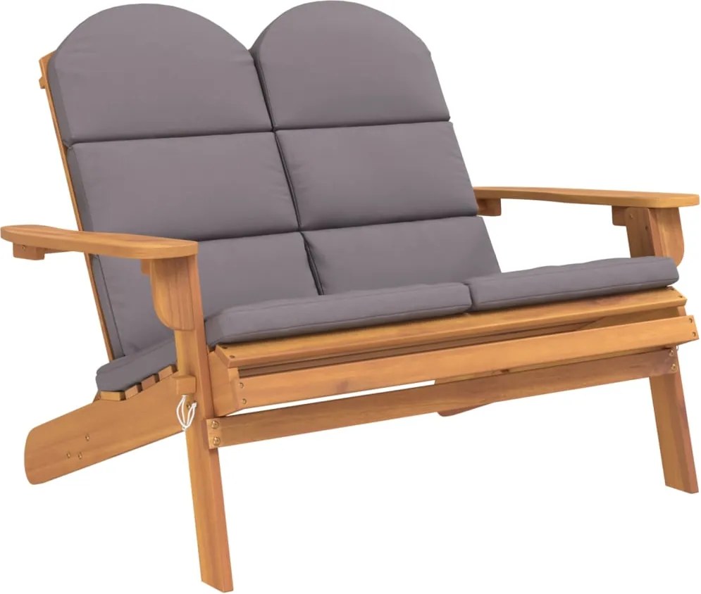vidaXL Bancă de grădină Adirondack cu perne 126 cm, lemn masiv acacia