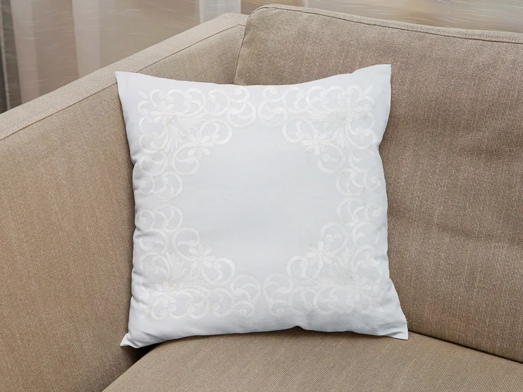 Husa de perna decorativa VINING LEAVES 40x40 cm, alba