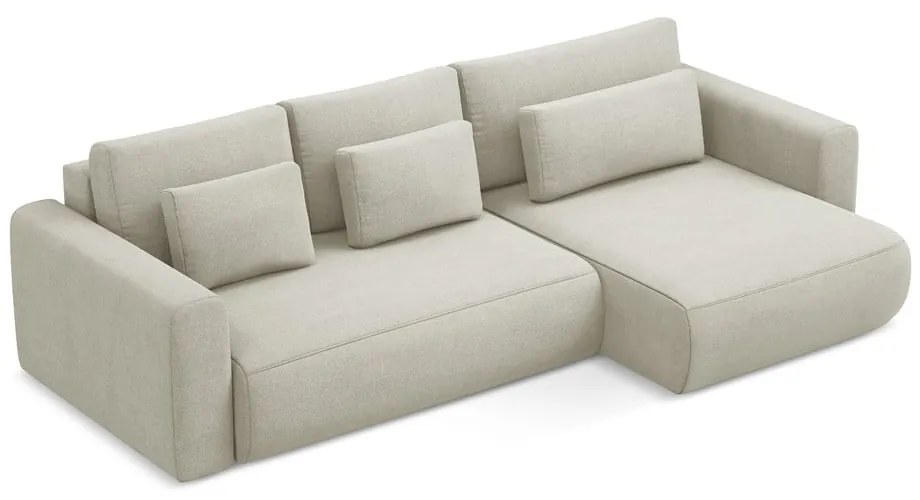 Colțar bej extensibil/cu spațiu de depozitare (cu colț pe partea dreaptă/cu șezlong) Kapua – Makamii