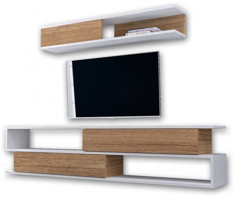 Ansamblu Comoda TV Sims Alb-Teak