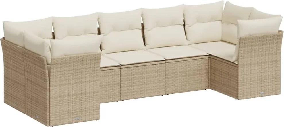 vidaXL Set canapele de grădină, 7 piese, cu perne, bej, poliratan