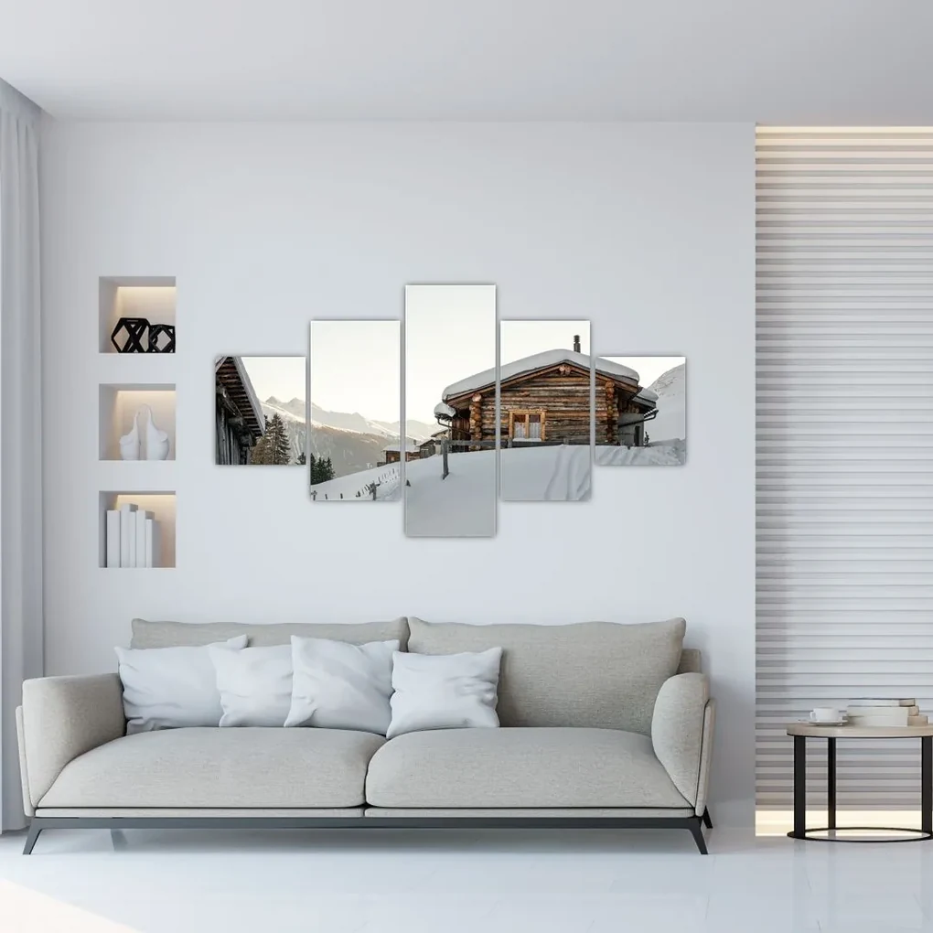Tablou - cabana montană în zăpadă (125x70 cm), în 40 de alte dimensiuni noi
