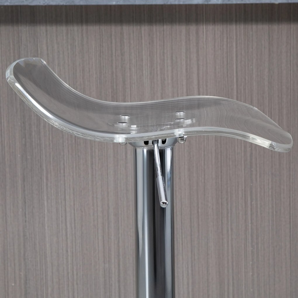 HOMCOM Scaune Bar 2 piese cu Înălțime Reglabilă, Șezut Rotativ și Suport pentru Picioare, 39x39x67-87 cm, Transparent | Aosom Romania