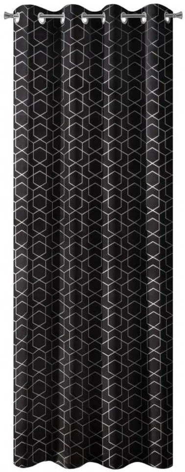 Perdele negre cu imprimeu geometric, potrivit pentru sufragerie Lungime: 250 cm