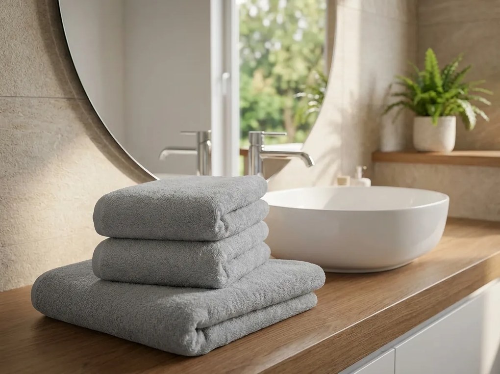 Prosop NORIELLE 50x90 cm gri deschis, 100% bumbac