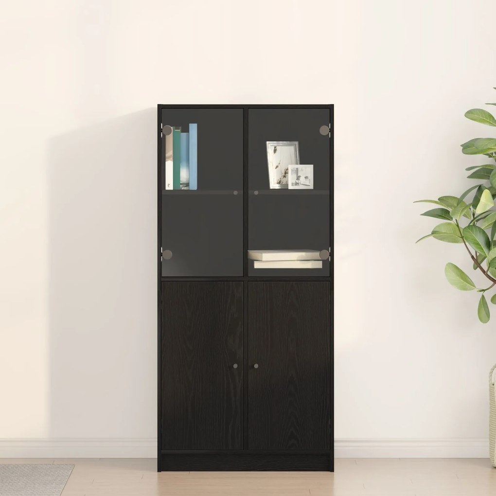 vidaXL Dulap înalt cu uși, stejar negru, 68x37x142 cm, lemn prelucrat