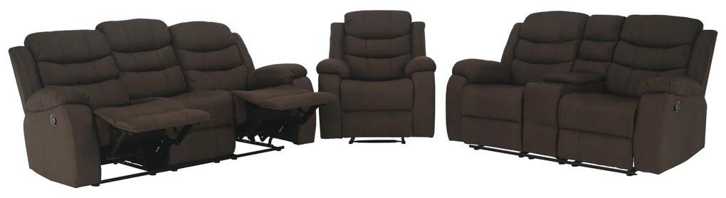 Canapea 3+2+1, material textil maro, FABRON 2 NEW
