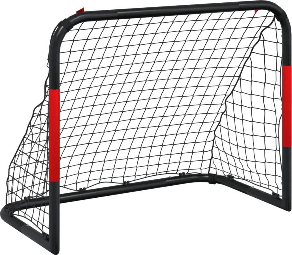 vidaXL Poartă de fotbal cu plasă, roșu și negru, 90x48x71 cm, oțel