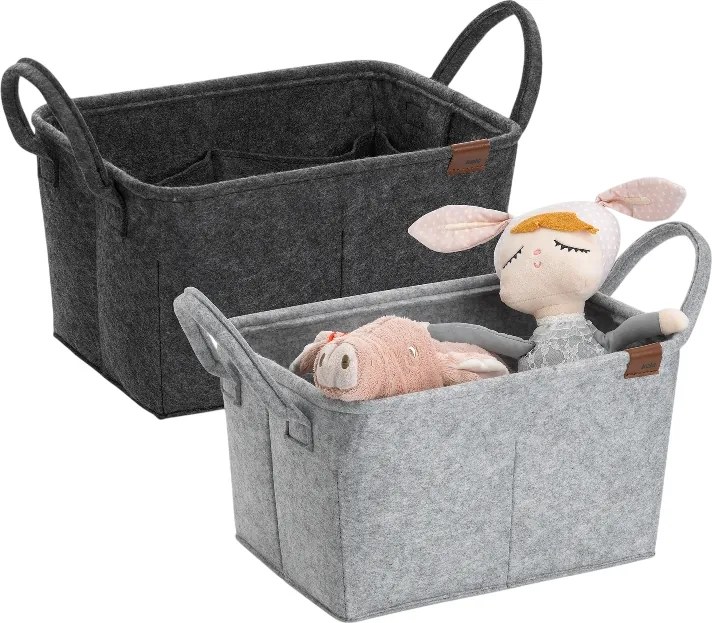 Coș de depozitare cu mânere Kela Fay, 35 x 25 cm, gri închis