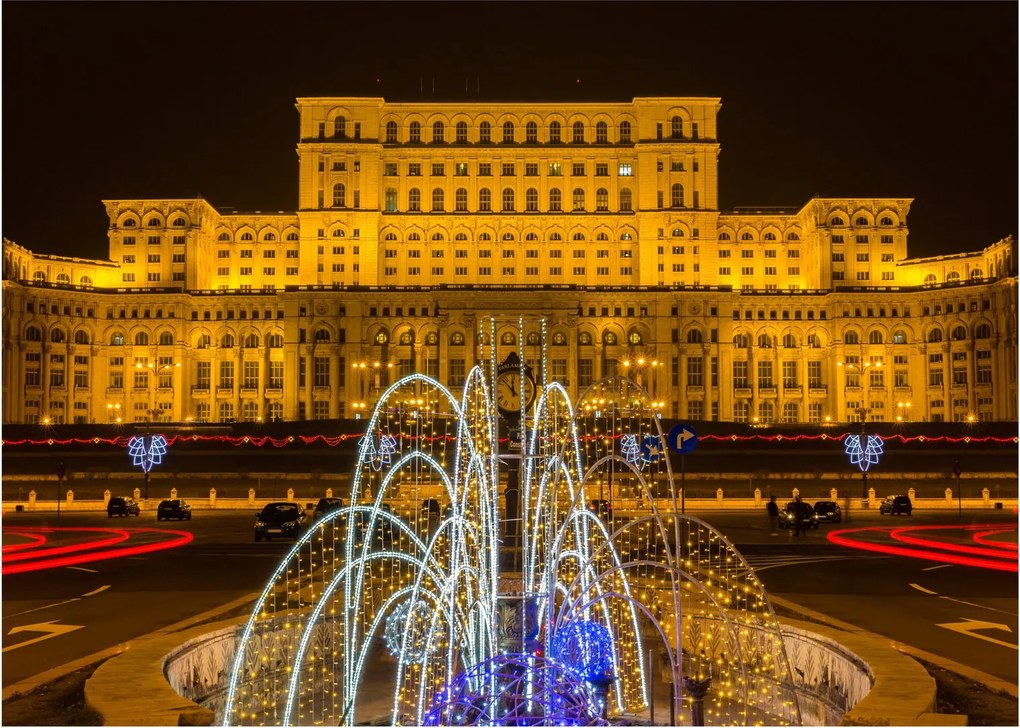 Tablou pe sticlă - Palatul Parlamentului, București, România (70x50 cm)