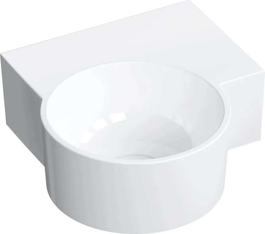 Lavoar suspendat Omnires Ovo M+ finisaj alb lucios 34 cm dreapta