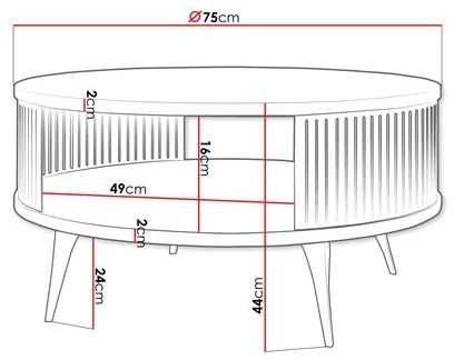 Măsuță de cafea ROENNI 44x75 cm negru/stejar auriu