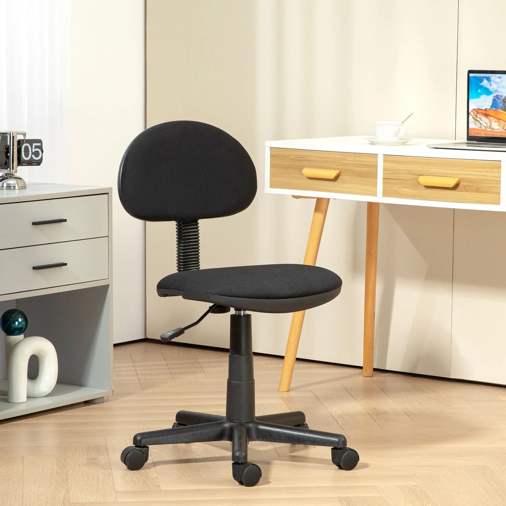 HOMCOM Scaun de Birou Rotativ cu Înălțime Reglabilă din Material Elastic, Negru | Aosom Romania