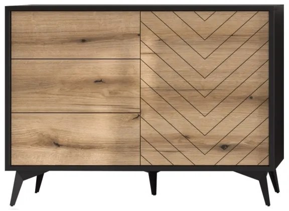 Comodă DIAMOND 77x104 cm negru/stejar evoke
