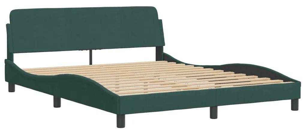 373215 vidaXL Cadru de pat cu tăblie, verde închis, 160x200 cm, catifea
