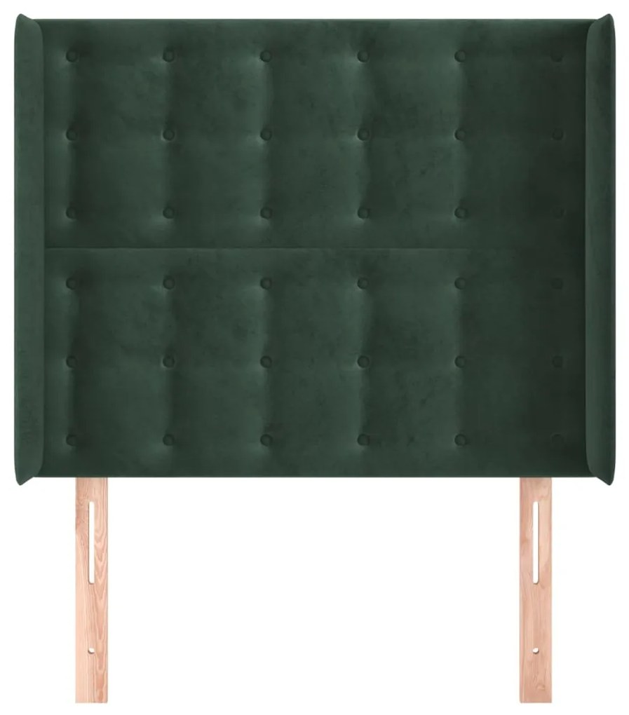 Tablie pat cu aripioare verde inchis 103x16x118 128 cm catifea 1, Verde inchis, 103 x 16 x 118 128 cm