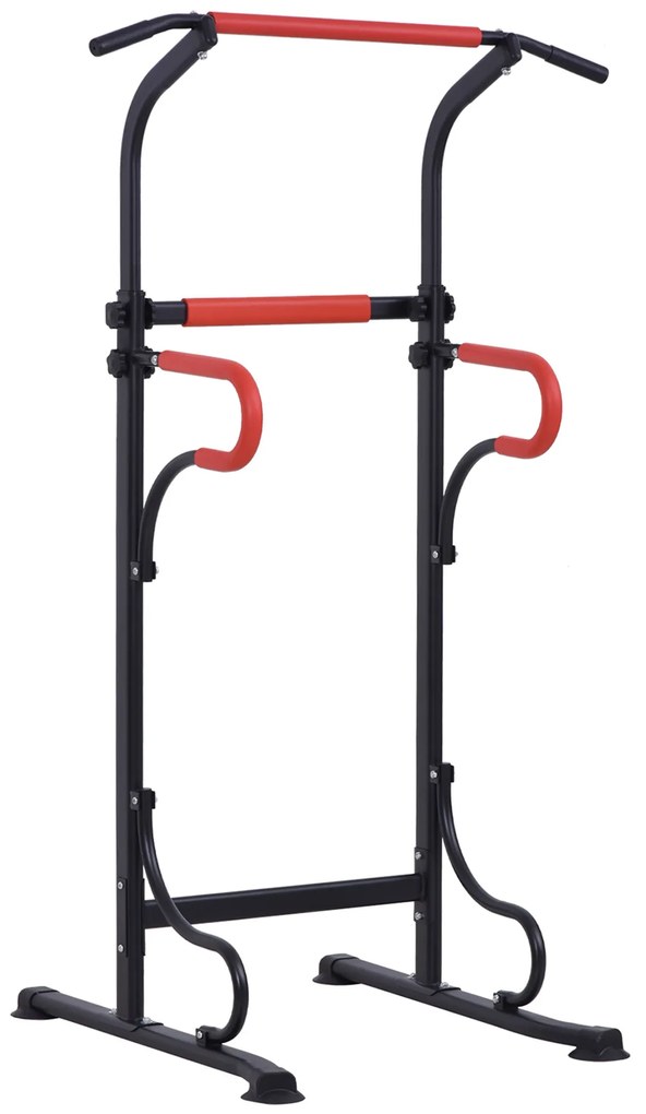 Bara tractiune, inaltime reglabila, manere captusite, din otel si PP, Negru-Rosu 98x84x171-219cm HOMCOM | Aosom Romania