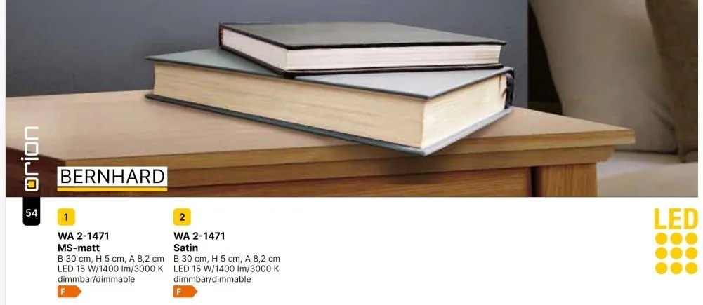 Aplica de perete LED iluminat ambiental BERNHARD satin