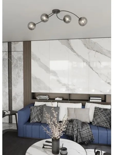 Lustră aplicată VIBRA 4xE14/10W/230V negru/gri