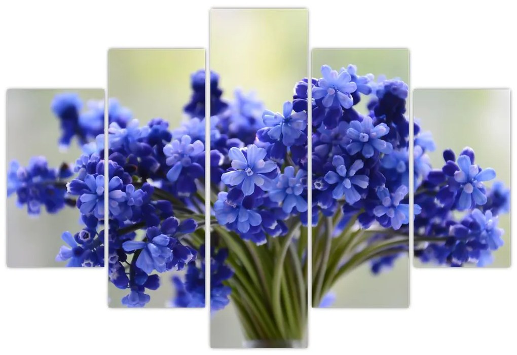 Tablou buchet cu flori albastre (150x105 cm)