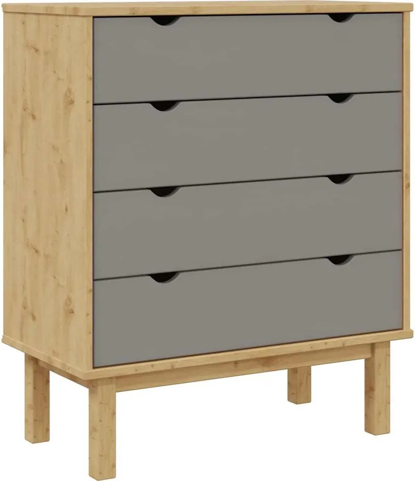 vidaXL Dulap cu sertar OTTA, maro/gri, 76,5x39,5x90 cm, lemn masiv pin