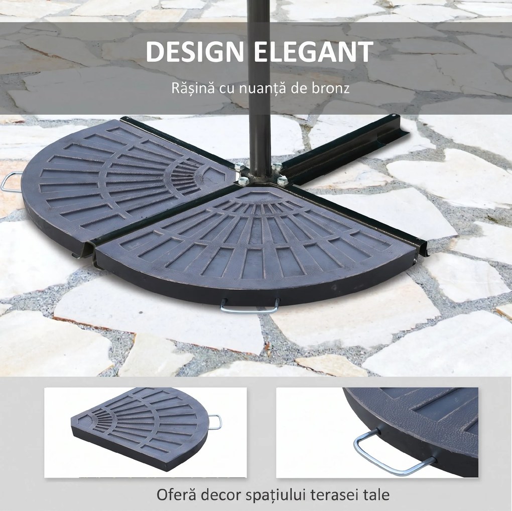 Outsunny Set 2 Greutăţi pentru Umbrelă de 28 kg cu Design în Evantai şi Mâner, 66x47x4.2 cm, Bronz | Aosom Romania