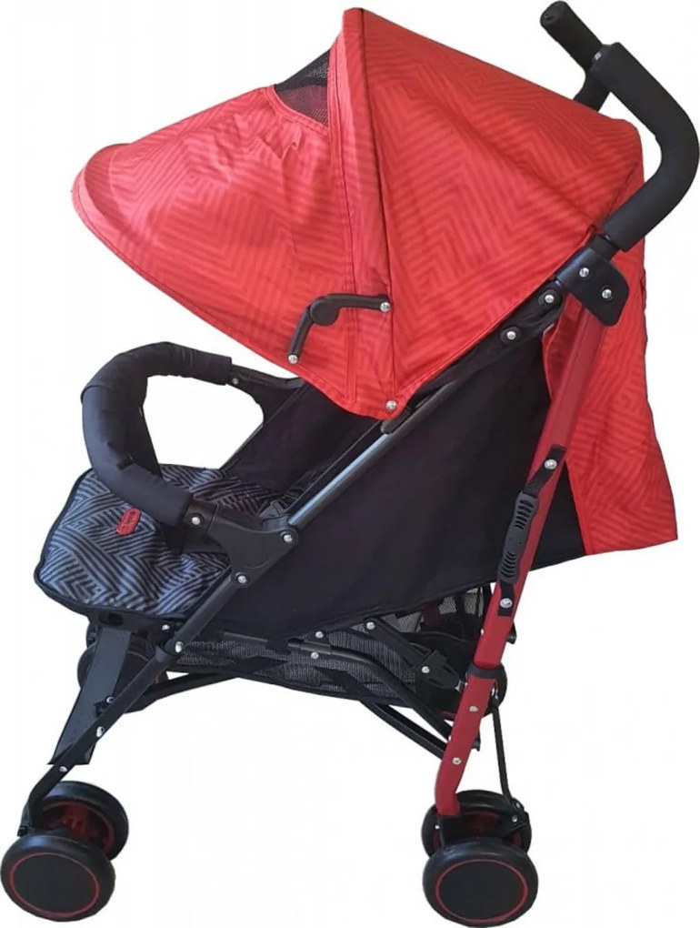 Carucior sport tip umbrela Baby Care™ PRO 803B , Spatar reglabil in 7 trepte, Pozitie somn, Amortizoare, Frana picior,Pliabil , Rosu cu Imprimeu